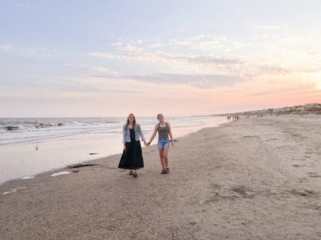 walking on the beach with my daughter